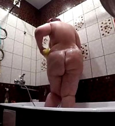 Fat stepmom soaping in the shower